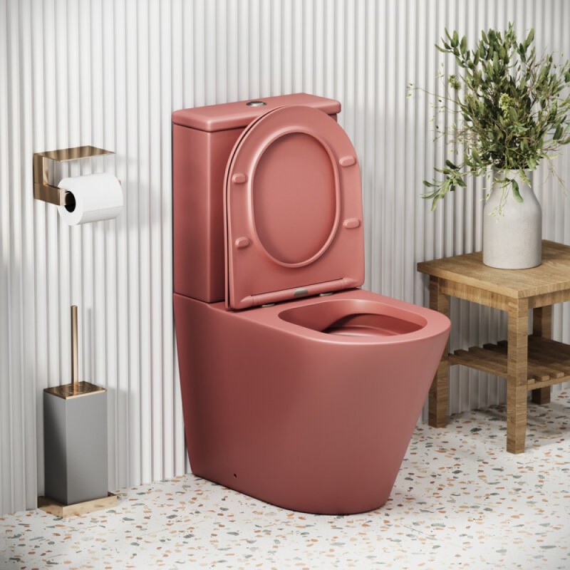 Унитаз-компакт Grossman Color GR-4480PIMS, безободковый, с крышкой-сиденьем микролифт, розовый матовый