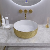Раковина Grossman Color, GR-5010GWL, 35 см, фаянс, цвет золото/белый