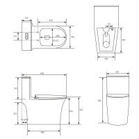 Унитаз-моноблок Grossman Thin Rim GR-5607SQ, смыв торнадо, крышка-сиденье микролифт, белый