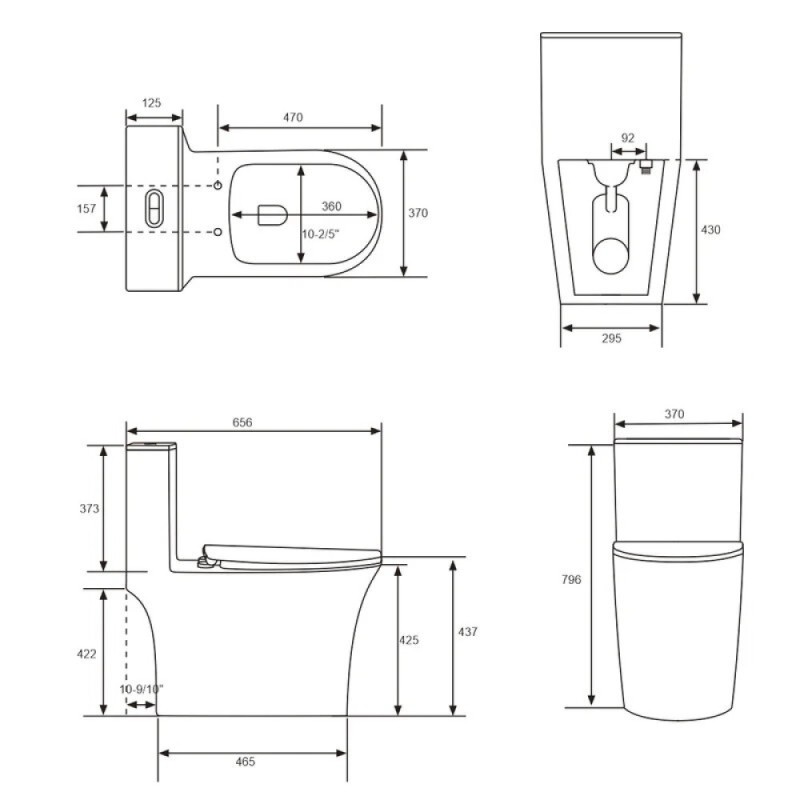 Унитаз-моноблок Grossman Thin Rim GR-5607SQ, смыв торнадо, крышка-сиденье микролифт, белый