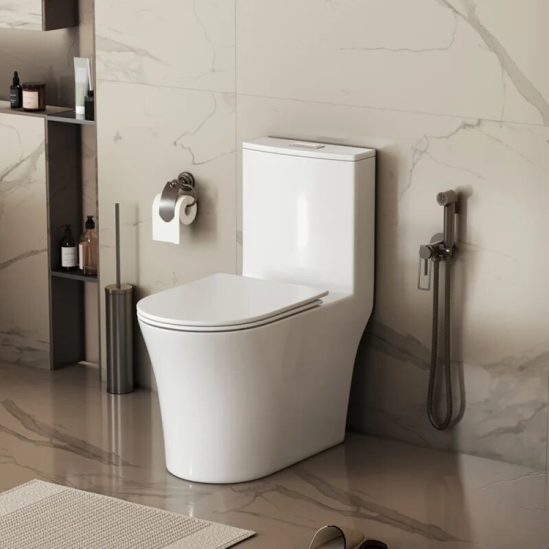 Унитаз-моноблок Grossman Thin Rim GR-5607SQ, смыв торнадо, крышка-сиденье микролифт, белый
