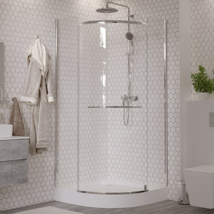 Душевой уголок Grossman Classic 90 х 90 см четверть круга, дверь распашная, стекло прозрачное, хром, GR-7090, с полотенцедержателем