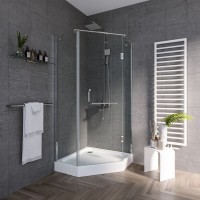 Душевой уголок Grossman Classic 90 х 90 см трапеция, дверь распашная, стекло прозрачное, хром, GR-8090, с полотенцедержателем