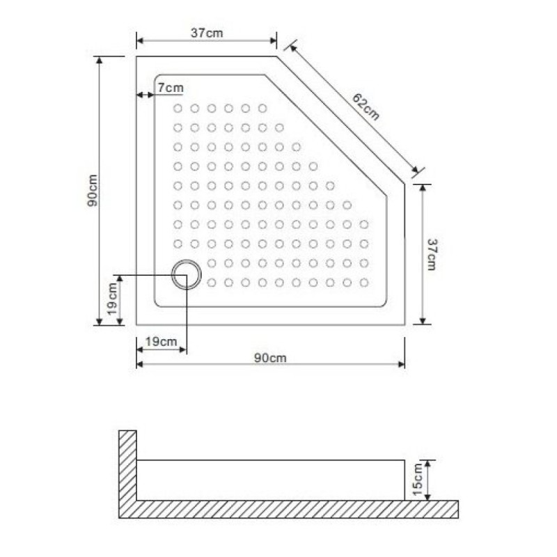 Душевой поддон Grossman 90 х 90 см, пятиугольный, GR-80900920