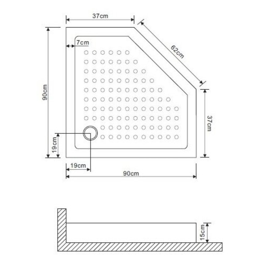 Душевой поддон Grossman 90 х 90 см, пятиугольный, GR-80900920
