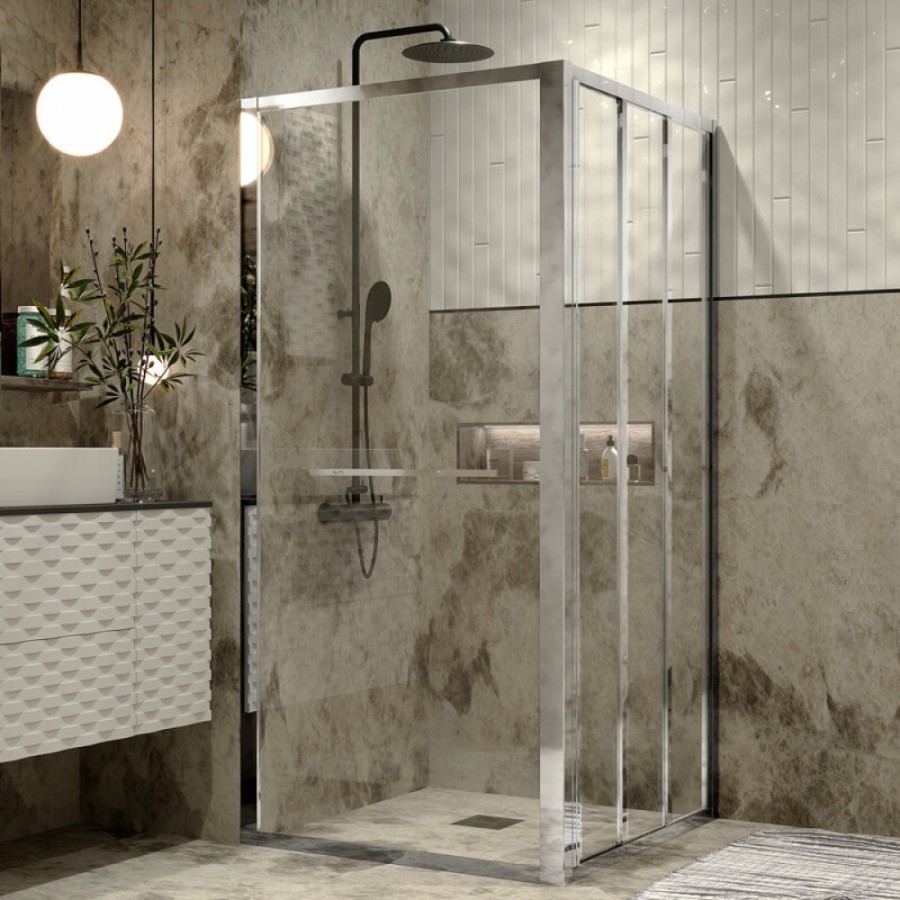 Душевой уголок Grossman Alba1, 90 х 90 х 190 см, стекло прозрачное, профиль хром, GR-9090Al1