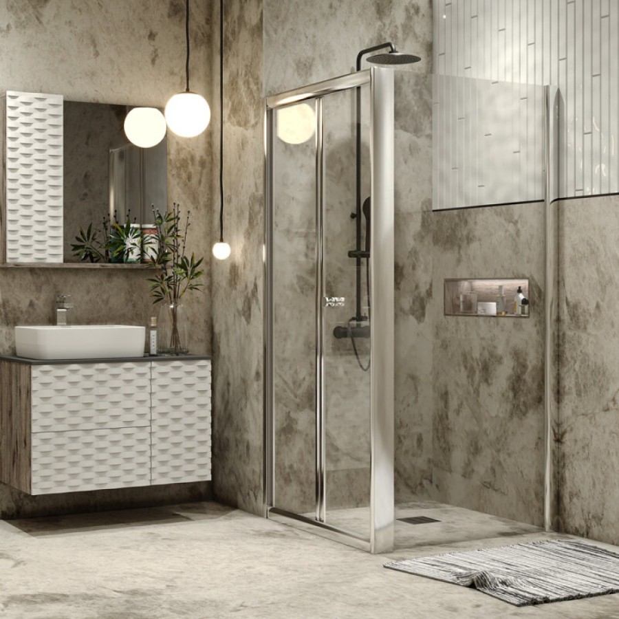 Душевой уголок Grossman Alba2, 90 х 90 х 190 см, складная дверь, стекло прозрачное, профиль хром, GR-9090Al2