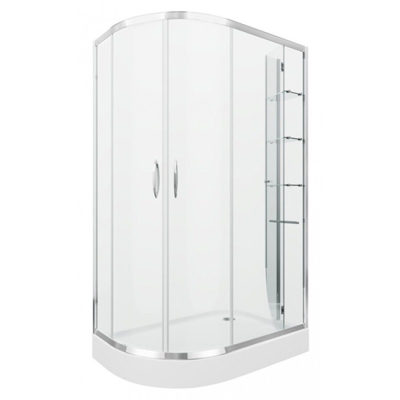 Душевой уголок Grossman Classic 120 х 80 см асимметричный, с поддоном, дверь раздвижная, стекло прозрачное, хром, левый/правый