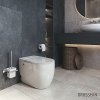 Приставной импульсный унитаз Grossman, крышка тонкая микролифт, белый, GR-PR-5502