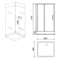 Душевая кабина Grossman 100 x 90 см, прямоугольная, белый, GR166