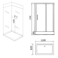 Душевая кабина Grossman 120 x 82 см, прямоугольная, белый, GR167