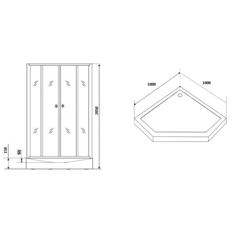 Душевая кабина Grossman 100 x 100 см, пятиугольная, хром, GR170D
