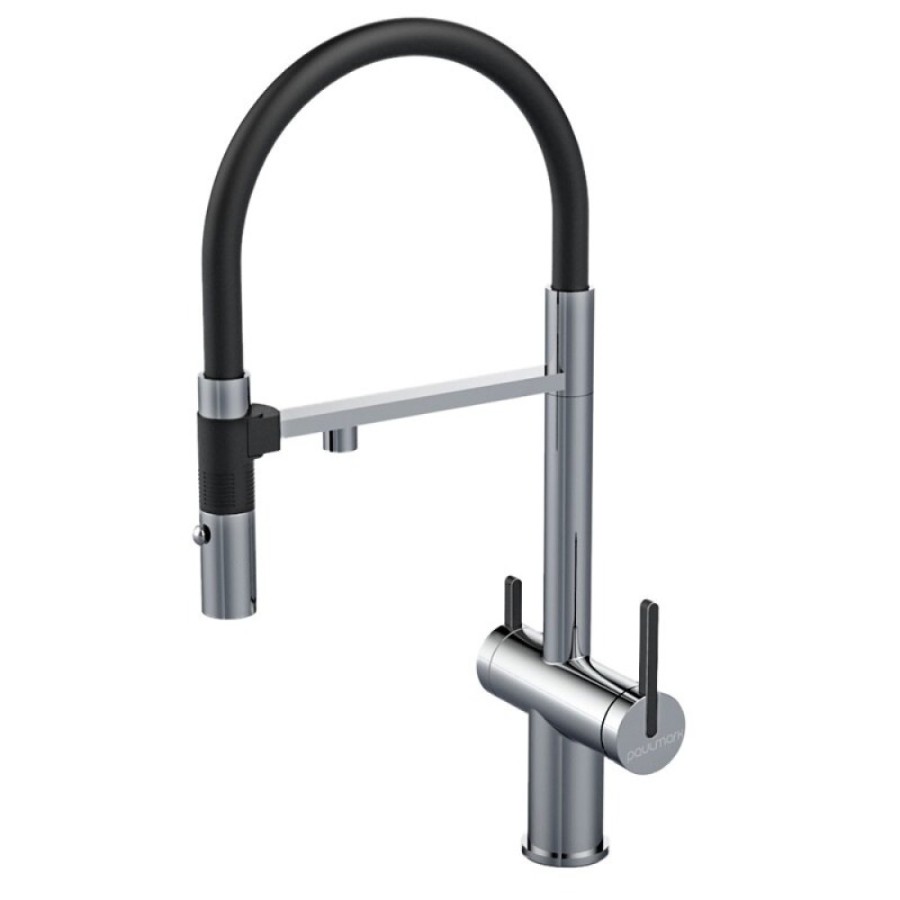 Смеситель Paulmark Gravity Gr213888-BS для кухонной мойки под фильтр, нержавеющая сталь