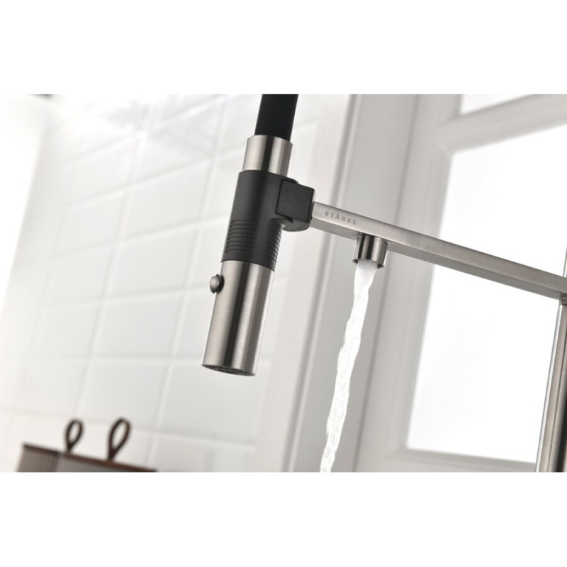 Смеситель Paulmark Gravity Gr213888-BS для кухонной мойки под фильтр, нержавеющая сталь