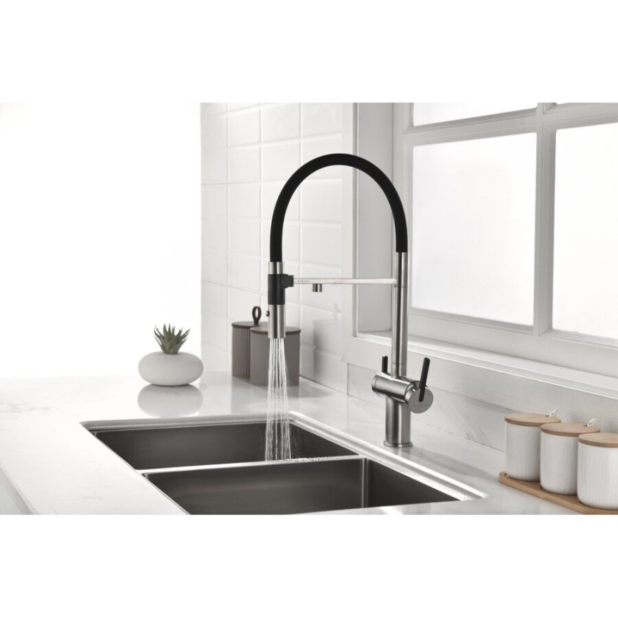 Смеситель Paulmark Gravity Gr213888-BS для кухонной мойки под фильтр, нержавеющая сталь