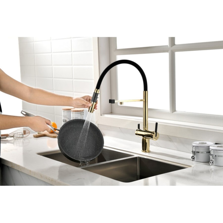 Смеситель Paulmark Gravity Gr213888-G для кухонной мойки под фильтр, золото