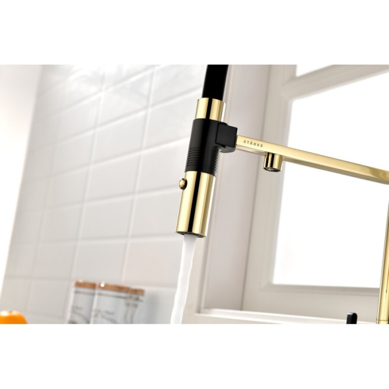 Смеситель Paulmark Gravity Gr213888-G для кухонной мойки под фильтр, золото