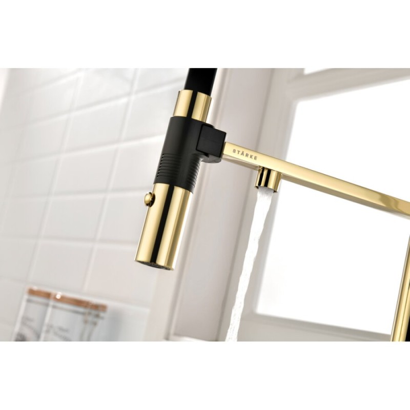 Смеситель Paulmark Gravity Gr213888-G для кухонной мойки под фильтр, золото