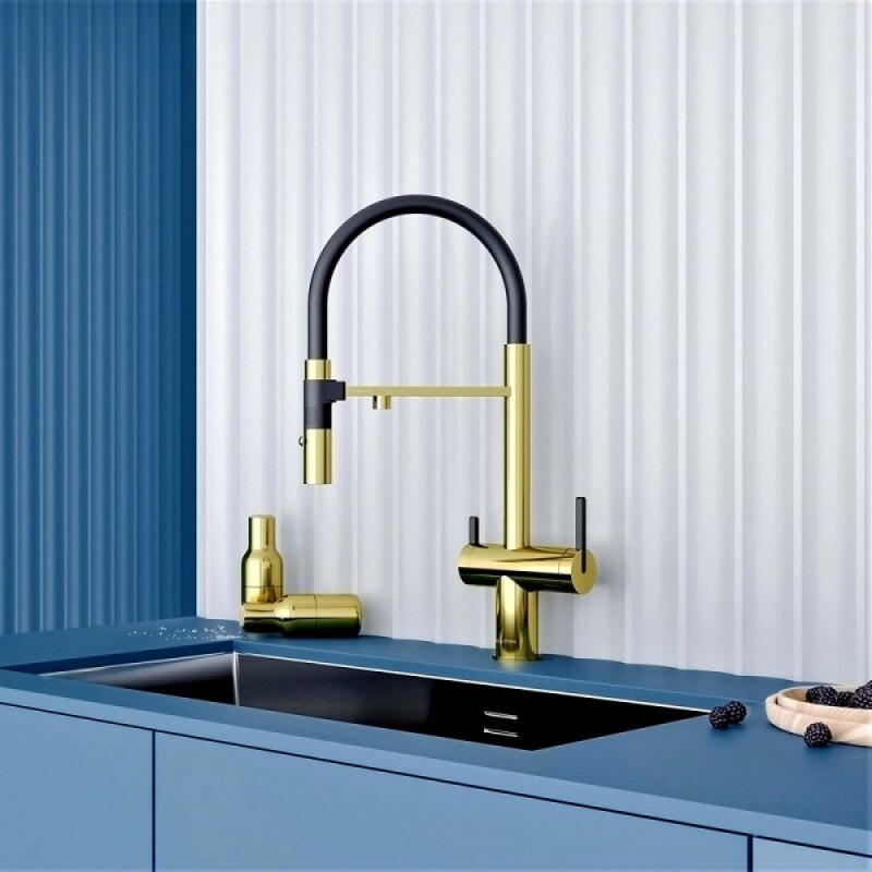 Смеситель Paulmark Gravity Gr213888-G для кухонной мойки под фильтр, золото