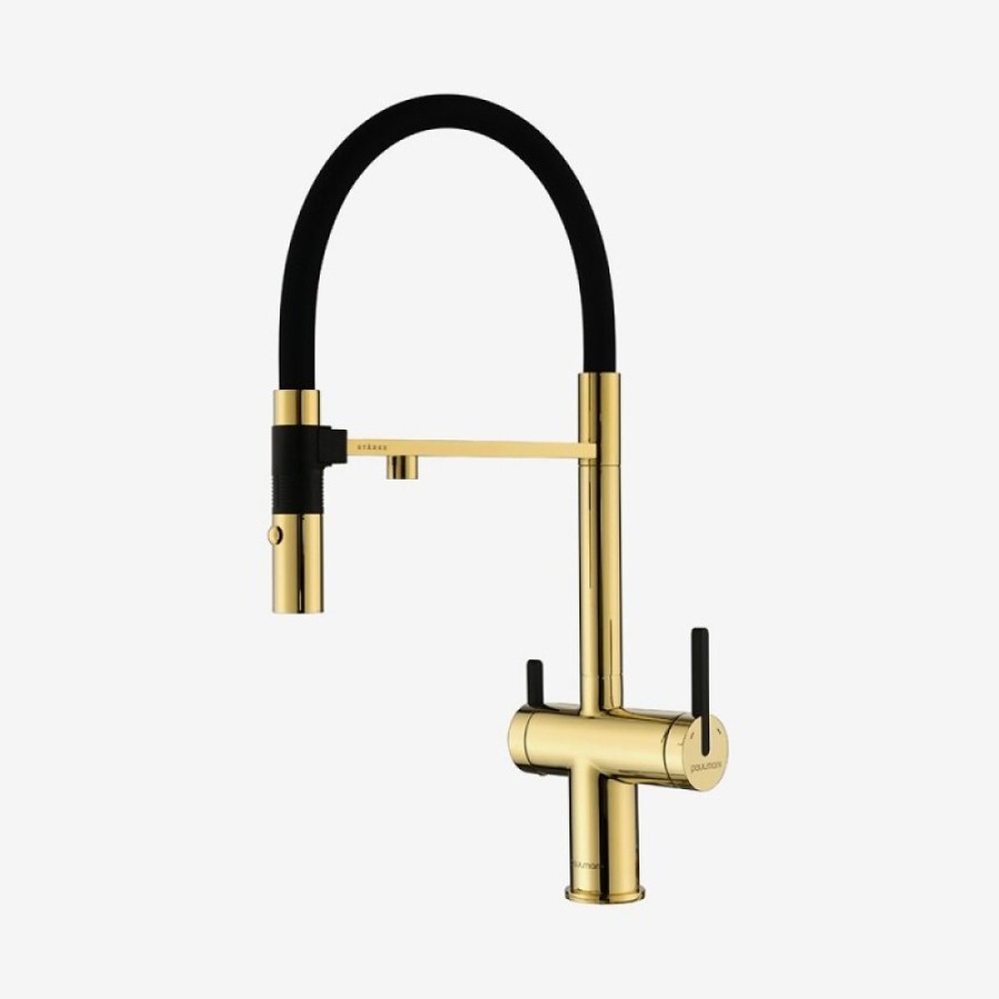 Смеситель Paulmark Gravity Gr213888-G для кухонной мойки под фильтр, золото