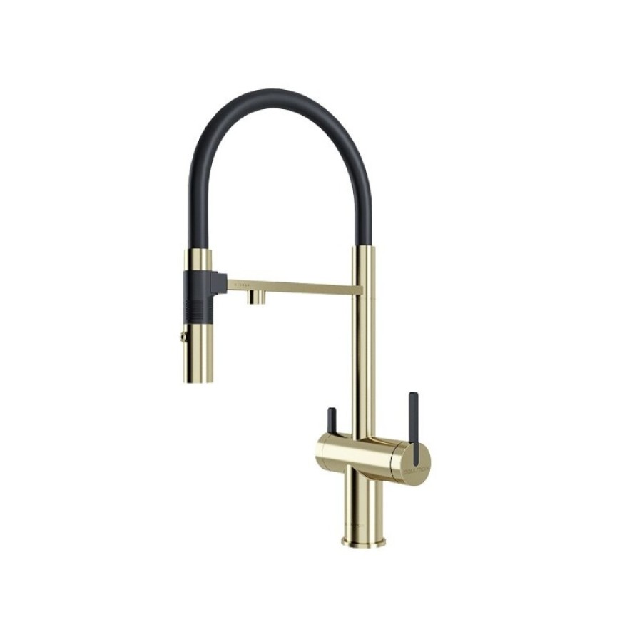 Смеситель Paulmark Gravity Gr213888-LG, для кухонной мойки под фильтр, цвет светлое золото