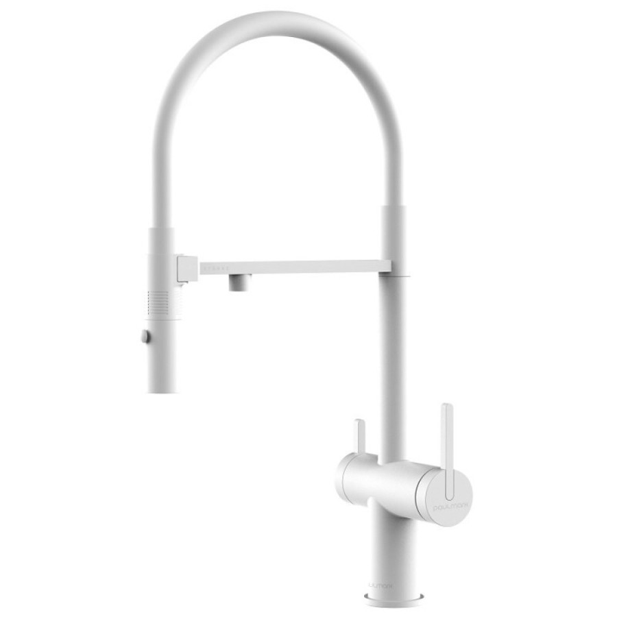 Смеситель Paulmark Gravity Gr213888-WH для кухонной мойки под фильтр, белый матовый