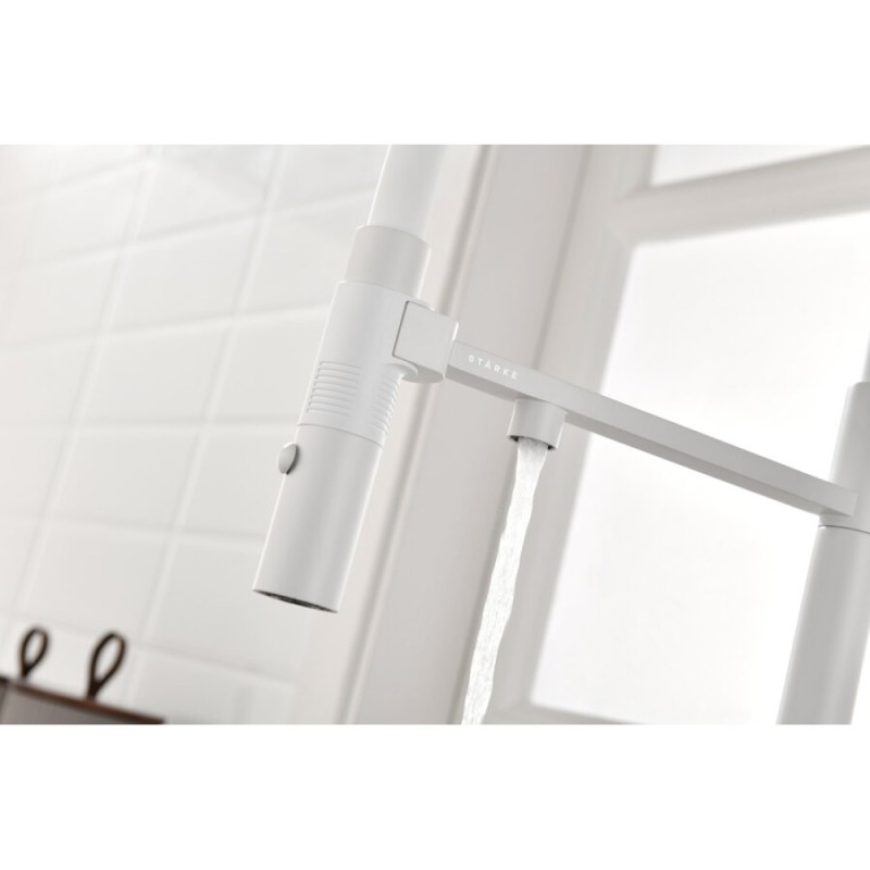Смеситель Paulmark Gravity Gr213888-WH для кухонной мойки под фильтр, белый матовый