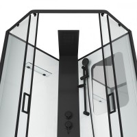 Душевая кабина Grossman Elegans 100 x 100 см, пятиугольная, профиль черный, GR250D