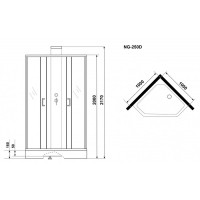 Душевая кабина Grossman Elegans 100 x 100 см, пятиугольная, профиль черный, GR250D