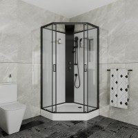 Душевая кабина Grossman Elegans 100 x 100 см, пятиугольная, профиль черный, GR250D