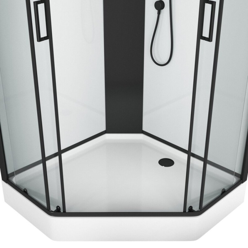 Душевая кабина Grossman Elegans 90 x 90 см, пятиугольная, профиль черный, GR251D
