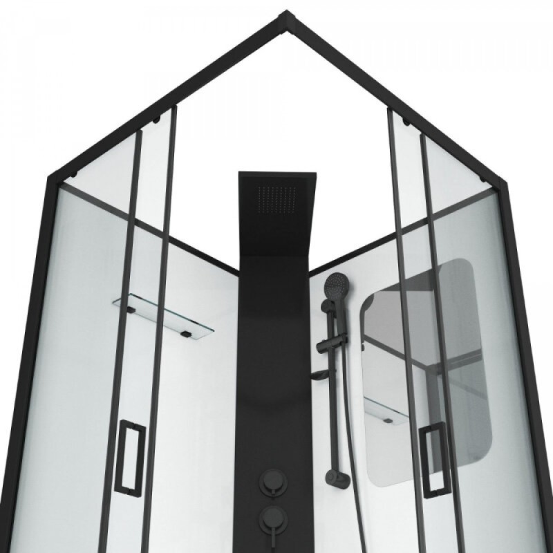 Душевая кабина Grossman Elegans GR251Q, 90 x 90 см, задние стенки белые, стекло прозрачное, профиль черный