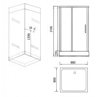 Душевая кабина Grossman 90 x 90 см, квадратная, черный, GR261
