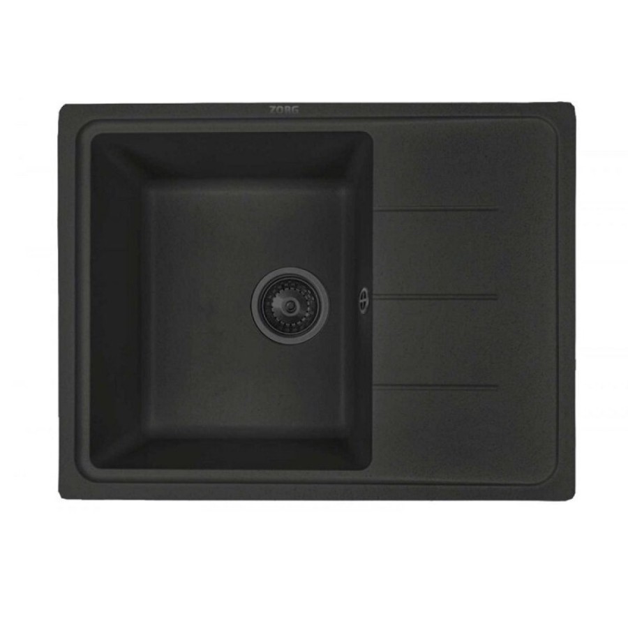 Мойка кухонная Zorg Granit GR 615 BLACK GRAFIT, 61.5 см, искусственный камень, черная