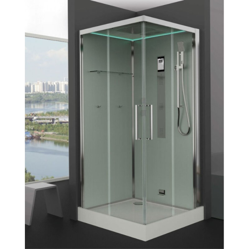 Душевая кабина Timo Premium H-516, 100 x 100 см, c крышей, средний поддон, с гидромассажем, стекла прозрачное, профиль хром