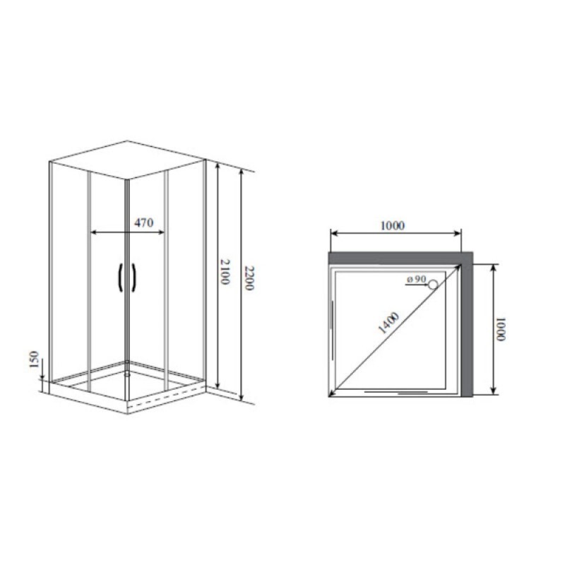 Душевая кабина Timo Premium H-516, 100 x 100 см, c крышей, средний поддон, с гидромассажем, стекла прозрачное, профиль хром