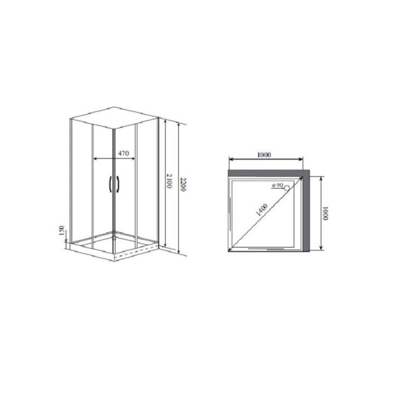 Душевая кабина Timo Premium Nura H-516-T-CH/C, 100 x 100 см, стекло прозрачное, профиль хром, стул