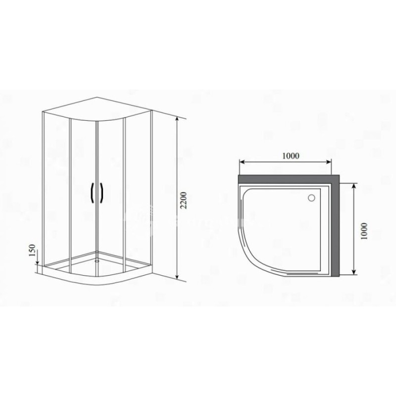 Душевая кабина Timo Premium Impi H-517, 100 x 100 см, стекло прозрачное, профиль хром