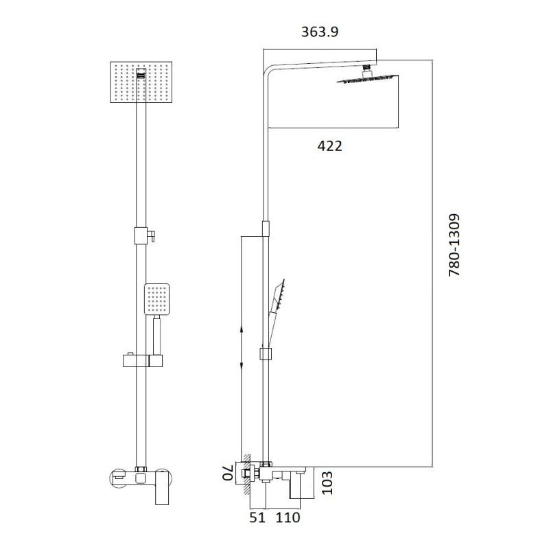 Душевая система Haiba HB24803-2, сталь