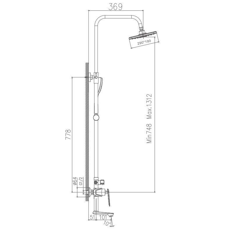Душевая система Haiba HB24548-7, черный