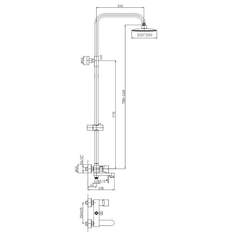 Душевая система Haiba HB2401, хром