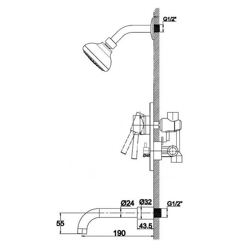 Встраиваемая душевая система Haiba HB80297-2, хром