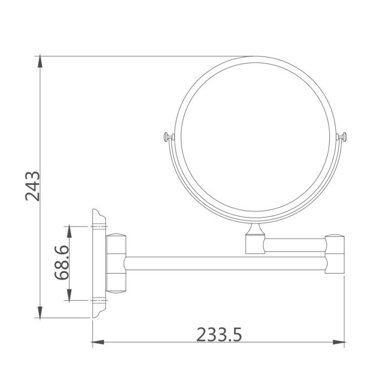 Зеркало косметическое Haiba HB6108, с увеличением, Хром