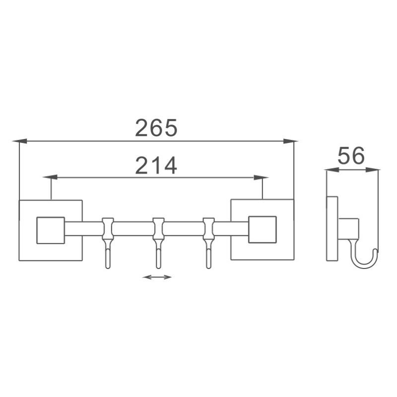 Планка с крючками для полотенец Haiba HB8615-3, хром