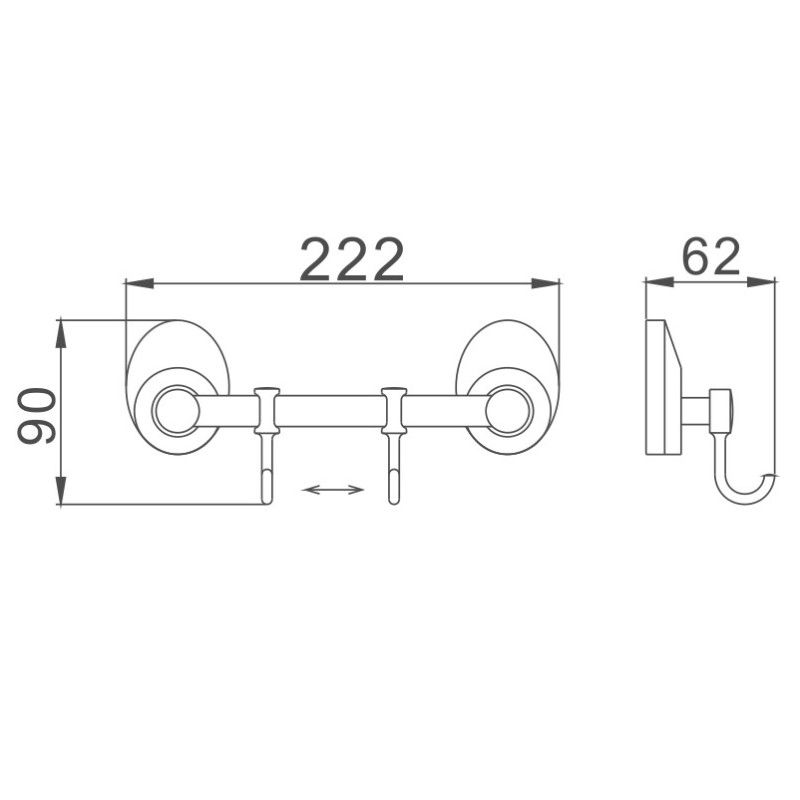 Планка с крючками для полотенец Haiba HB1615-2, хром