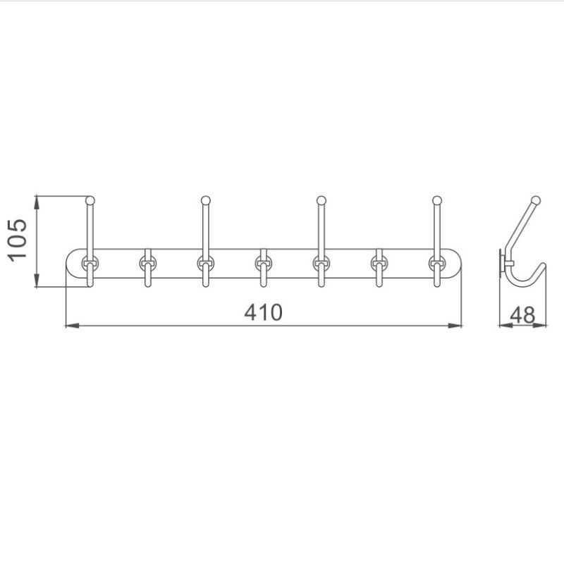 Планка с крючками для полотенец Haiba HB201-7, хром