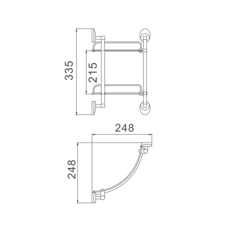 Полка стеклянная угловая Haiba HB1607-2, хром