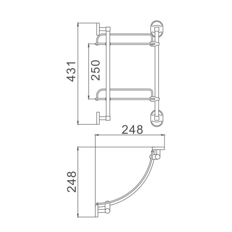 Полка стеклянная угловая Haiba HB1907-2, хром