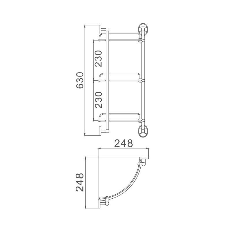 Полка стеклянная угловая Haiba HB1907-3, хром