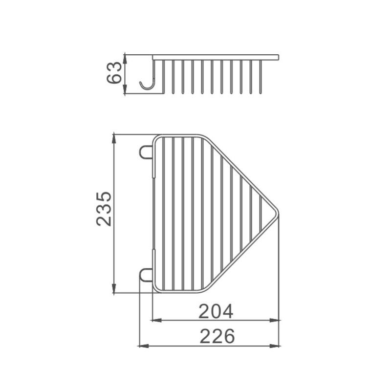 Полка металличекая угловая Haiba HB335, хром